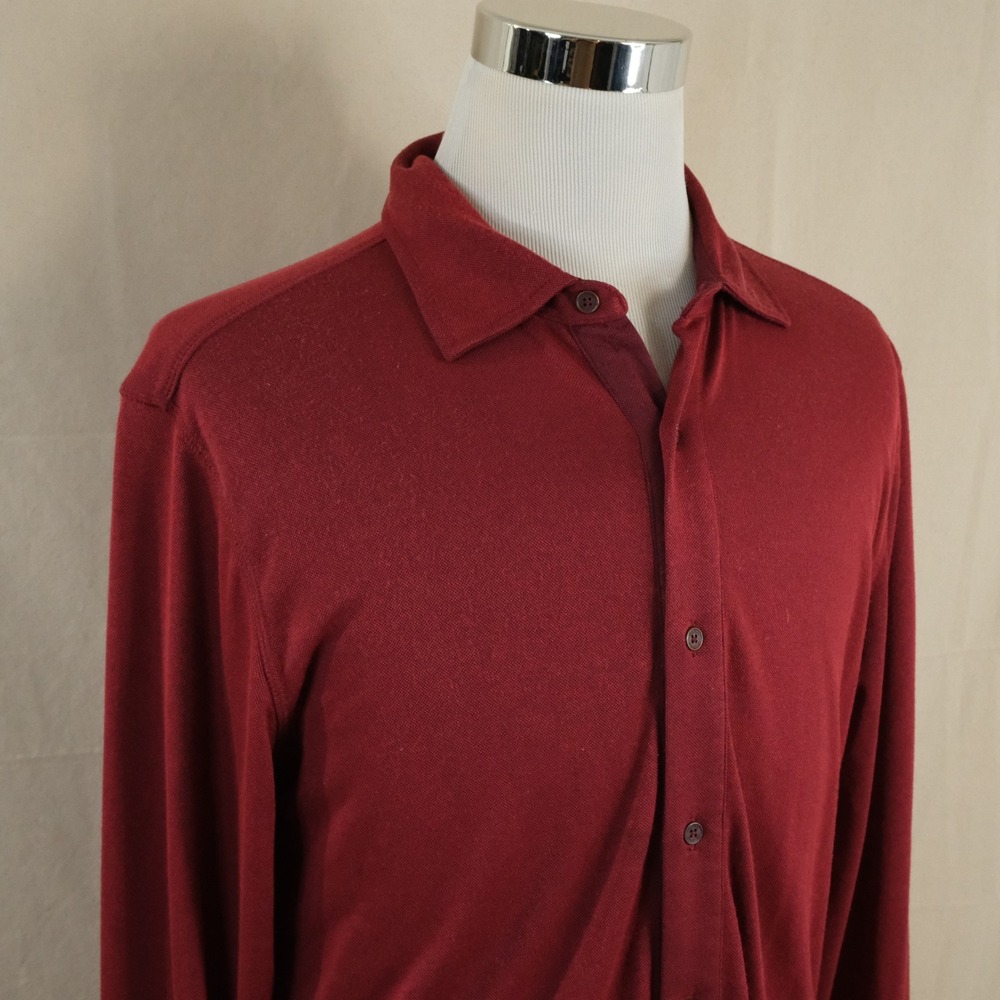 Nat Nast Small Button Front Shirt Berry Cabernet Modal Blend Long Sleeve Mens